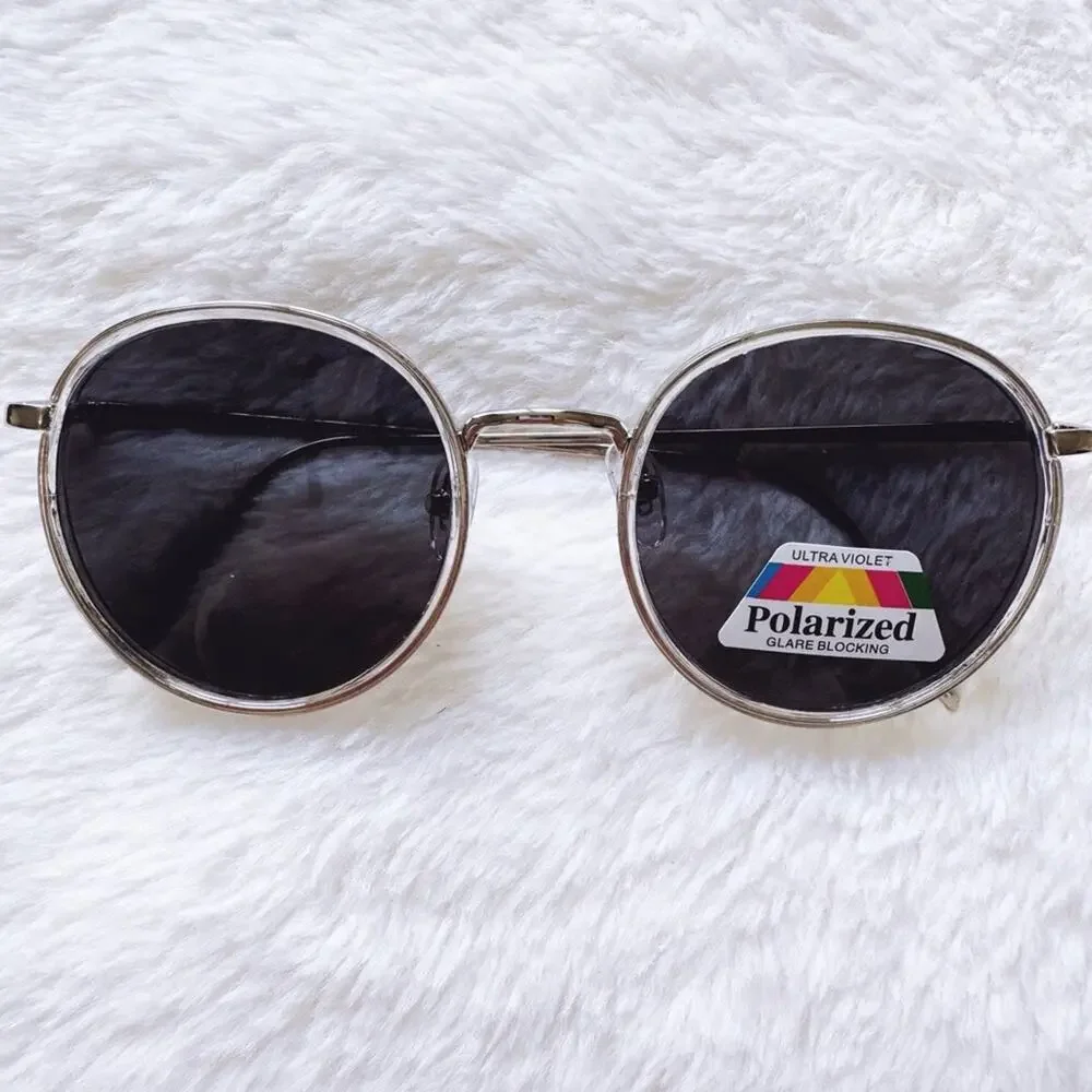 Dean Black w/ Silver Rims Round Sunglasses